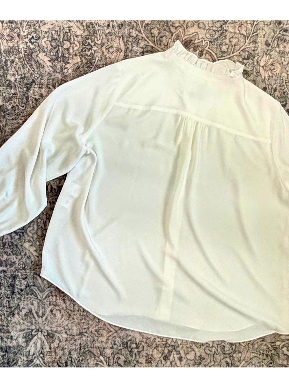 Anne Klein Ivory Ruffled Neck Button-Front Blouse - Picture 6 of 10